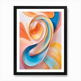 Flowing Abstract Curves Dance Gracefully On A Candy Colored Backdrop Intertwining In An Elegant Sym Art Print