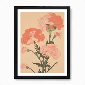 Carnations Flower Big Bold Illustration 3 Art Print