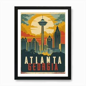 Atlanta, Georgia Vintage Travel Art Print