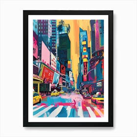 Broadway Theaters New York Colourful Silkscreen Illustration 2 Art Print