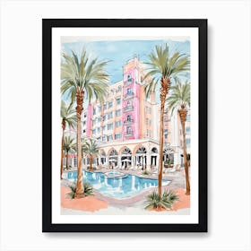 The Waldorf Astoria Orlando   Orlando, Florida   Resort Storybook Illustration 2 Art Print