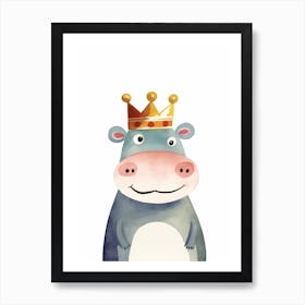 Little Hippo 4 Wearing A Crown Art Print