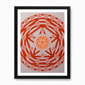 Geometric Abstract Glyph Circle Array in Tomato Red n.0188 Art Print
