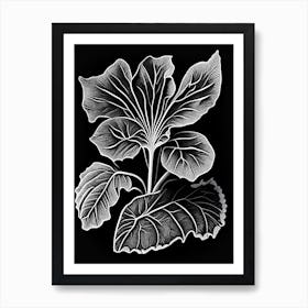 Primrose Leaf Linocut 2 Art Print