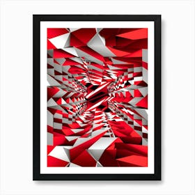 Abstract Red And White Pattern Art Print