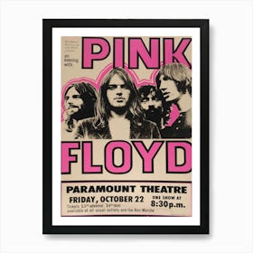 Vintage Pink Floyd Oct 22 Concert Rock Music Print Poster Art Print