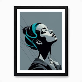 Girl With Blue Hair Art Print