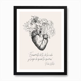 Floral Anatomical Heart (quote by Frida) Poster