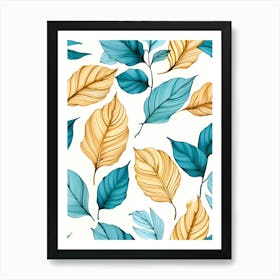 Watercolor Leaves Seamless Pattern 1 Art Print