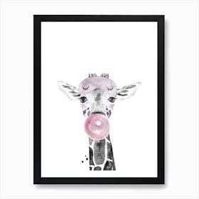 Safari Babies Giraffe With Bubble Art Print