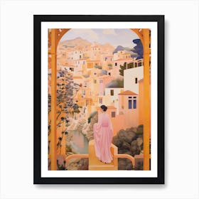 Canary Islands Spain 2 Vintage Pink Travel Illustration Art Print