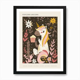 Unicorn Eating Popcorn Muted Pastels 3 Poster Art Print