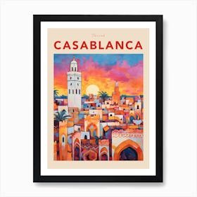 Casablanca Morocco 3 Fauvist Travel Poster Art Print