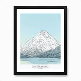 Mount Ararat Turkey Color Line Drawing 8 Poster Art Print