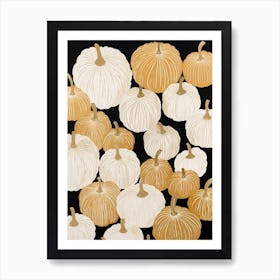 Black White And Gold Pumpkins 5 Art Print