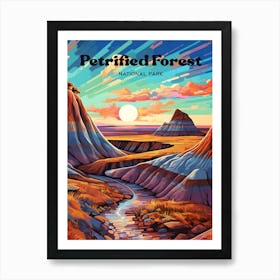 Petrified Forest National Park Arizona Colorful Travel Art Illustration Art Print