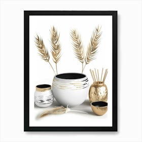 Gold And White Decor Art Print