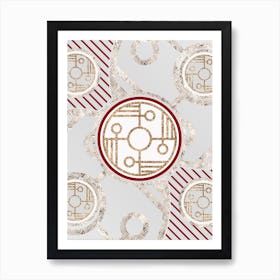 Geometric Abstract Glyph in Festive Gold Silver and Red n.0031 Art Print