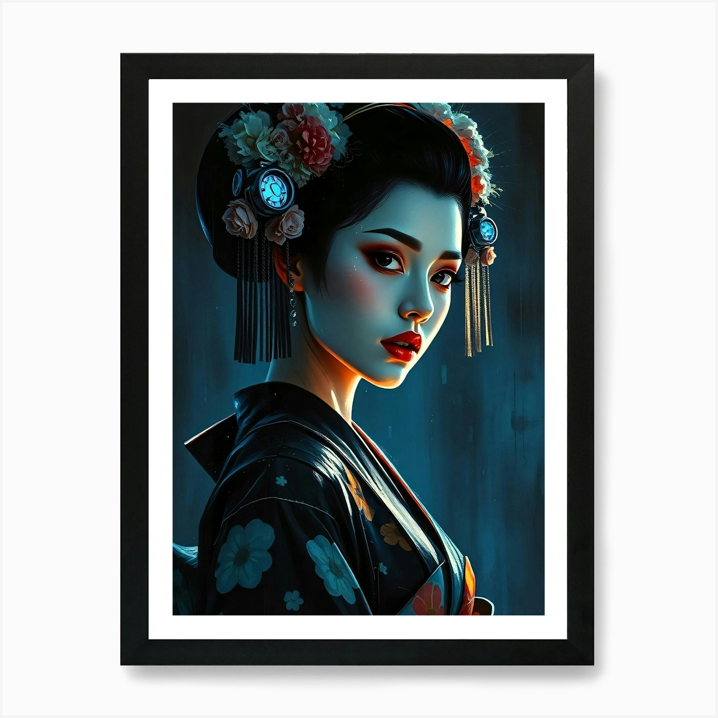 Geisha Painting - Diverse Art Illus Framed Wall Art Poster Canvas Print Picture - Picture 2 of 4