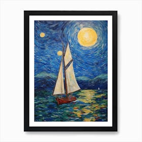 Sailing In The Style Of Van Gogh 1 Poster