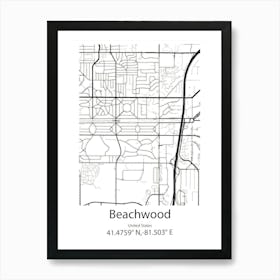 Beachwood,United States Minimalist Map Art Print