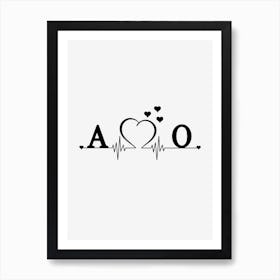 Personalized Couple Name Initial A And O Art Print