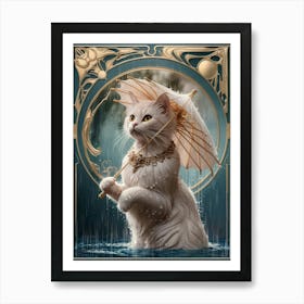 Cat In The Rain Art Print