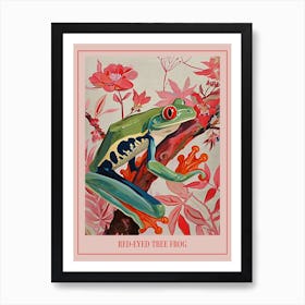 Floral Animal Painting Red Eyed Tree Frog 2 Poster Art Print
