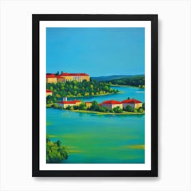 Krka National Park Croatia Blue Oil Painting 2  Art Print