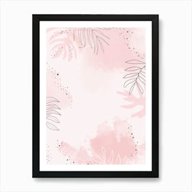 Watercolor Background With Palm Leaves Art Print