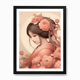 Japan Traditional Geisha Illustration By Ad 19 Art Print