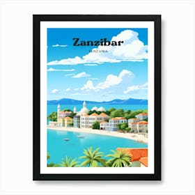 Zanzibar Tanzania Beach Travel Art Illustration Affiche