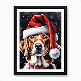 Cute Dog Wearing A Santa Hat Painting (9) Art Print