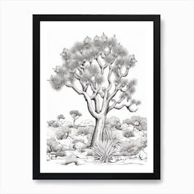  Detailed Drawing Of A Joshua Tree In The Style Of Jam 1 Art Print