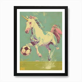 Storybook Style Unicorn Playing Football Art Print