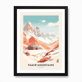 Vintage Winter Travel Poster Pamir Mountains Tajikistan 3 Art Print