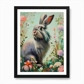 English Silver Rabbit Painting 2 Art Print
