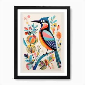 Colourful Scandi Bird Lark 3 Art Print