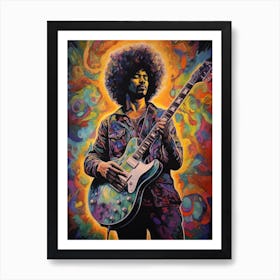 Jimi Hendrix Vintage Psycedellic 4 Art Print