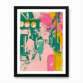 Nara Japan Retro Duotone Silkscreen 4 Art Print