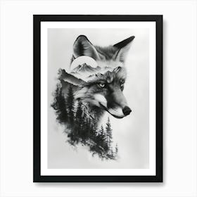 Wolf In The Forest 10 Art Print