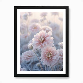 Frosty Botanical Zinnia 1 Art Print