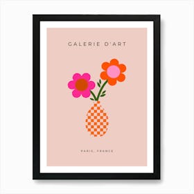 Flower Vase Pink Orange Neutral Art Print