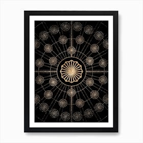 Geometric Glyph Radial Array in Glitter Gold on Black n.0495 Art Print
