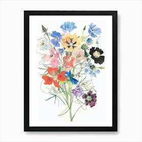 Nigella 3 Collage Flower Bouquet Art Print