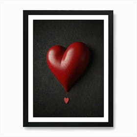 Red Heart On Black Background Art Print