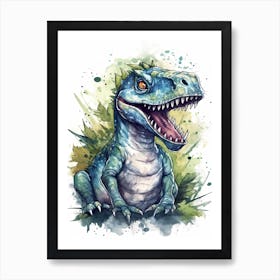 Indominus Rex Cute Dinosaur Watercolour 2 Art Print
