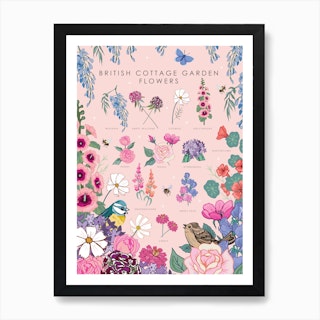 British Cottage Garden Flowers Art Print
