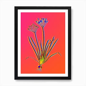 Neon Allium Straitum Botanical in Hot Pink and Electric Blue n.0049 Art Print