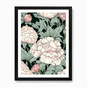 Lower Gardens Peonies 3 Drawing Art Print